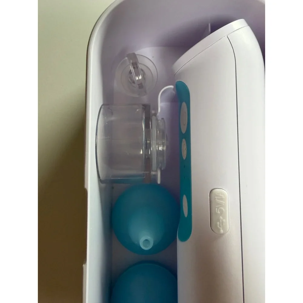 Frida Baby Electric NoseFrida Nasal Aspirator USB Rechargeable White Teal Case